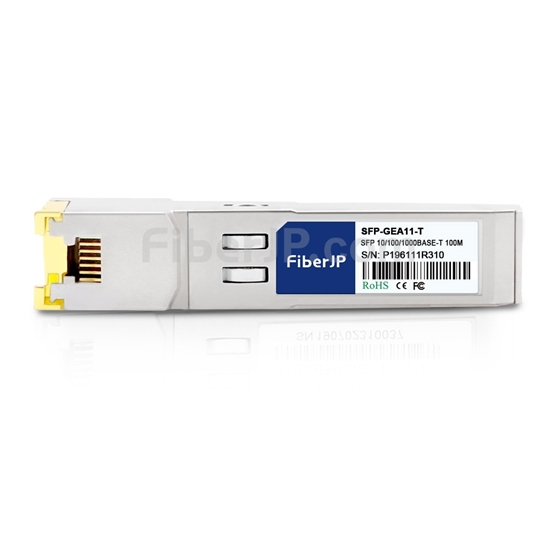 Brocade E1MGTX-A対応互換 10/100/1000BASE-T SFPモジュール（RJ45銅製、100m）の画像