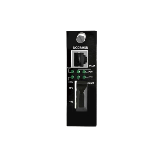 一元管理型カードタイプ ギガビットイーサネットメディアコンバーター（1x 10/100/1000Base-T RJ45～1x 1000Base-X SC/LC/FC/ST、デュアルファイバ、850nm 550m）の画像