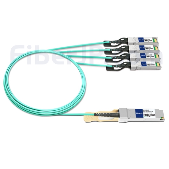 5m Fortinet FG-TRAN-QSFP-4XSFP-5対応互換 40G QSFP+/4x10G SFP+ブレイクアウトアクティブオプティカルケーブル（AOC）の画像