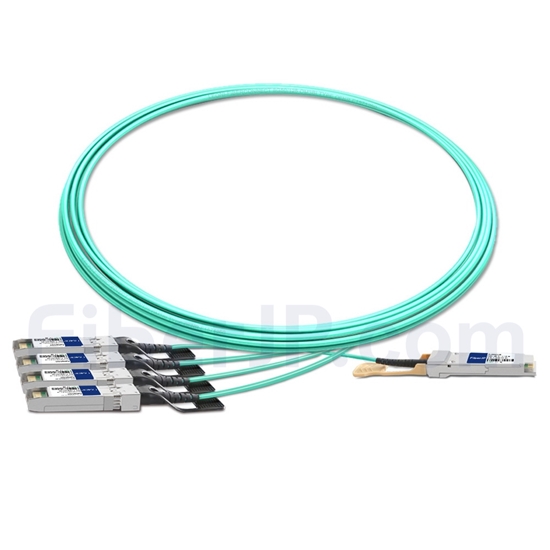 5m Fortinet FG-TRAN-QSFP-4XSFP-5対応互換 40G QSFP+/4x10G SFP+ブレイクアウトアクティブオプティカルケーブル（AOC）の画像