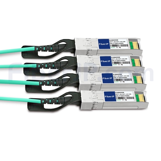 FiberJP: 25m 汎用 対応互換 40G QSFP+/4x10G SFP+ブレイクアウト