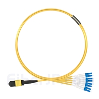 1m MPOメス-4LC/UPC デュプレックス 8芯 タイプB OS2 9/125 シングルモード ブレイクアウトケーブル（エリート、LSZH、黄色）