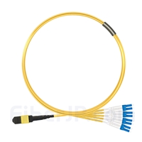 3m MTPメス-4LC/UPC デュープレックス 8芯 OS2 9/125 シングルモード ブレイクアウトケーブル(タイプB、エリート、LSZH、黄色)