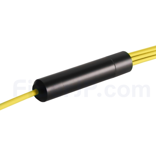 10m MTPメス-6LC/UPC デュープレックス 12芯 OS2 9/125 シングルモード ブレイクアウトケーブル(タイプB、LSZH、黄色)の画像