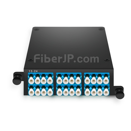 24芯 タイプAF OS2 シングルモード FHD MPOカセット（2x 12個MPO-12x LCデュプレックス）の画像